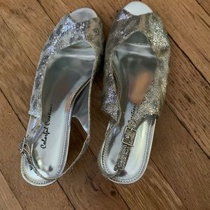 Colorful Creations Silvery open toe/ sling back pump 6 D